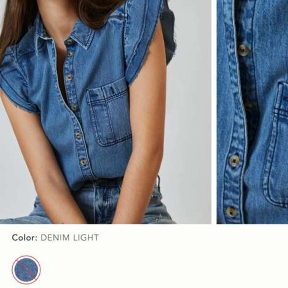 Anthropologie Denim Sleeveless Button-Down Top – Size XL - Picture 5 of 7